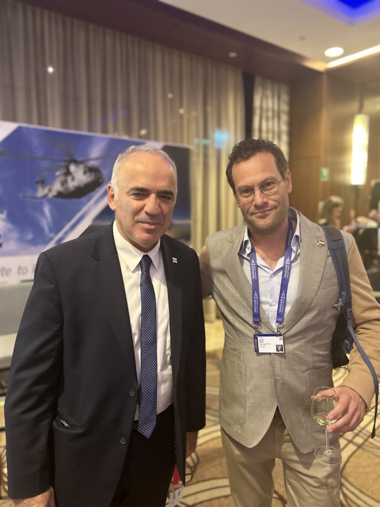 Two attendees at a conference