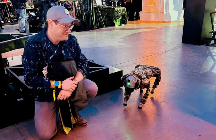 Unmanned ground vehicle demonstration at a defense expo